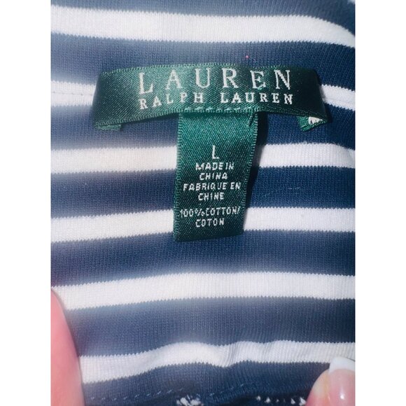 Lauren Ralph Lauren Navy & White Striped Blazer Jacket L Nautical Office Travel - Picture 8 of 11